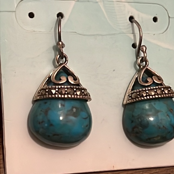 Jenna Blue Sterling Silver and Turquoise Earrings - Picture 4 of 5